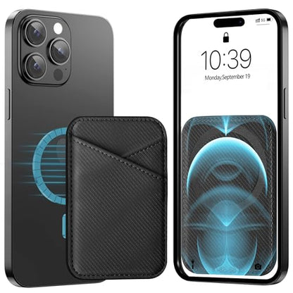 Miroddi for MagSafe Wallet, Strongest Magnetic Card Holder for iPhone 17/16/15/14/13/12 Series, Ultra-Thin Leather Magnetic Phone Wallet with 2 Card Slots, RFID Blocking, Carbon Fiber Black - color: Carbon Fiber Black