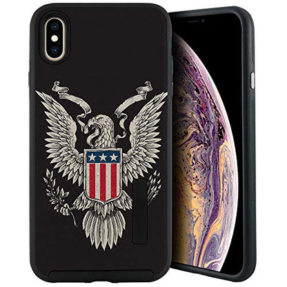 CasesOnDeck Case Compatible with [Apple iPhone X | iPhone Xs][Grip Tactical] iPhone Xs Hybrid Bump and Drop Protection Case Slim Fit Dual Layer Cover (Eagle USA Crest) - color: Eagle USA Crest