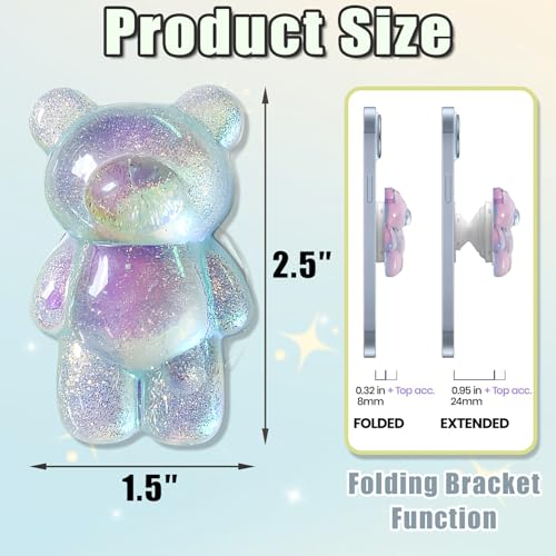 3D Gummy Bear Phone Grip Stand Cute Gummy Bear Style Expandable Collapsible Mobile Phone Grip Stand Holder Comfortable to Hold Phone Grips for Smartphone & Tablet Cell Phone (Blue) - color: Blue