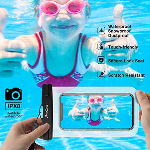 ProCase 2 Pack Waterproof Phone Pouch, Underwater Phone Case Up to 7", Dry Bag for iPhone 17 Air 16 15 14 13 Pro Plus Max, Galaxy S24 S23 S22 Ultra Pixel, Beach Essentials -Clear & White - color: Clear/White