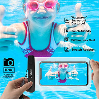 ProCase 2 Pack Waterproof Phone Pouch, Underwater Phone Case Up to 7", Dry Bag for iPhone 17 Air 16 15 14 13 Pro Plus Max, Galaxy S24 S23 S22 Ultra Pixel, Beach Essentials -Clear & White - color: Clear/White