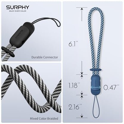 SURPHY 2 Pack Phone Lanyard, Phone Wrist Strap for Case, Camera Wrist Strap - color: Black & Blue Jay