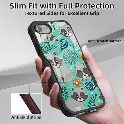 Protective Case Compatible with iPhone se 2022 2023 6/7/8 - Raccoon | Hard PC Back Soft TPU Frame, Anti-Slip Shockproof, Stylish Printed Phone Cover Suitable for Men and Women - color: Cute Raccoon