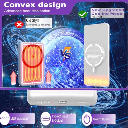 Magnetic Battery Pack for iPhone /17/16/15/14/13/12 Series, 10,000mAh Mag-Safe Battery Pack, Slim Mag-Safe Power Bank Charger, Power Bank Magnetic Charger for iPhone (White) - color: White