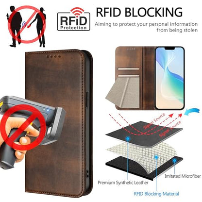 Leather Case Compatible with Galaxy A20E, Magnetic Cover with Card Slots Bumper Phone Case Leather Purse Scratch Resistant Case mit Stand Function Slim Case Compatible with Samsung Galaxy A20E/A10E - color: Brown