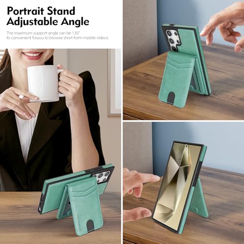 SkyEagle Compatible with Magsafe 2 in 1 Detachable Samsung Galaxy S24 Ultra Wallet Case with Card Holder Women Men Magnetic PU Leather Phone Case RFID Blocking Flip Kickstand Credit Slots,Blue Green - color: Blue Green, size: Samsung Galaxy S24 Ultra 6.8"