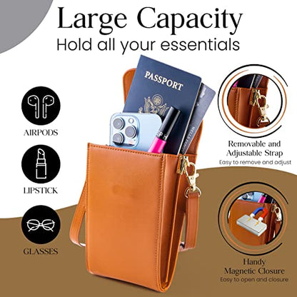 Classico Small Crossbody Phone Purse for Women - Crossbody Bag Wallet for Phone, Cards, Accessories - color: Tan