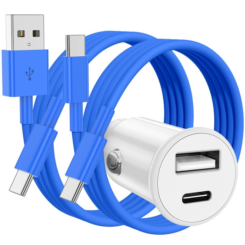 40W USB C Car Charger, Dual Port USB-C & USB-A Car Fast Charging Adapter ﻿ - color: Blue, size: 3ft
