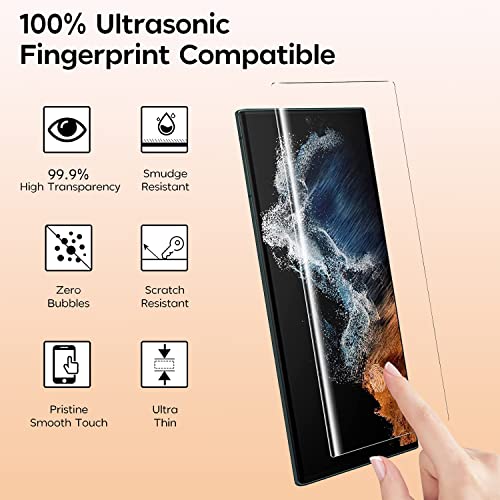 XDesign [2+2 Pack Galaxy S23 Ultra Screen Protector, 9H Tempered Glass Scratch Resistant, Ultrasonic Fingerprint Support, For Samsung Galaxy S23 Ultra 5G 6.8 Inch Glass Screen Protector - size: for Galaxy S23 Ultra 6.8"