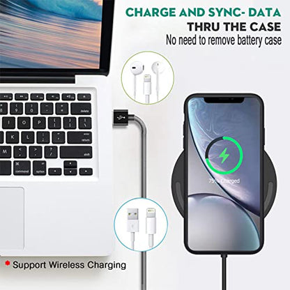 Battery Wireless Charging Case for iPhone XR, 10000mAh High Capacity Portable Rechargeable Protective Case Wireless Charging Compatible with iPhone XR (6.1 inch) Extended Battery Charger Cover (Black) - size: iPhone XR