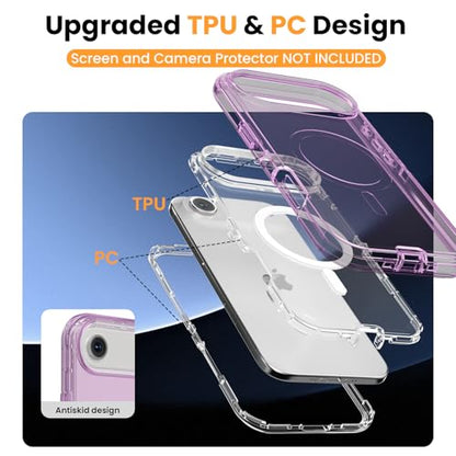 Follaroma Magnetic for iPhone 17 Air Case, Heavy Duty Phone Cases, Purple | Compatible with MagSafe, Heavy Duty Shock proof Protection, Military-Grade Anti-Drop, Dual Layer Transparent Protective Cover - color: Purple, size: iPhone 17 Air 6.5''