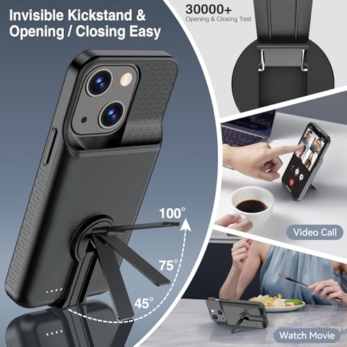 BOPPS Battery Case for iPhone 13/13 Pro/14/14 Pro with Stand，Ultra Slim 8500 Portable Rechargeable Strong Protective Extended Case Cover for iPhone 14,13 Series Black - size: iPhone 13/13 Pro/14/14 Pro