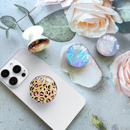 Clear Phone Grip with Expanding Kickstand,Cell Smartphones Collapsible Stand Purple Colorful Heart Design for Phone