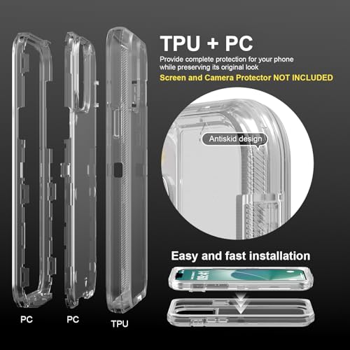 Follaroma for iPhone 12 Pro Max Case, 6.7 inch, Crystal Clear | Heavy Duty Shockproof Protection Phone Cases, Anti-Drop, Military Grade Dual Layer Transparent Rugged Protective Cover - color: Clear, size: iPhone 12 Pro Max 6.7‘’