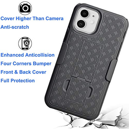for iPhone 11 Belt Clip Case, Stand Holster Screen Protector-Black | Swivel Kickstand Holder, Slim Shell Slide Pouch Full Body Protective, Rugged Heavy Duty Shockproof Outdoor Cell Phone Cover