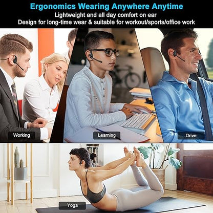 iDIGMALL Bluetooth Headset with Mic, Open Ear Headphones with Microphone - color: Black