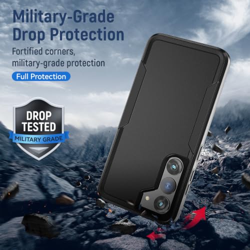 for Samsung Galaxy S23 Case with HD Screen Protector, Dual Layer Military Grade Drop Tested, Heavy Duty Rugged Shockproof Non-Slip Outdoor Protective Cover, Black - color: Black