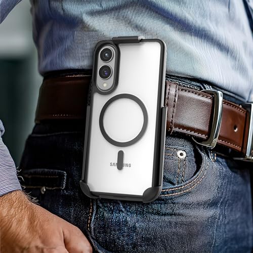 Encased SlimShield for Samsung Galaxy S25 Edge Case with Belt Clip (Compatible with MagSafe) Slim Protective Case & Holster (Clear, S25 Edge) - color: Clear, size: S25 Edge