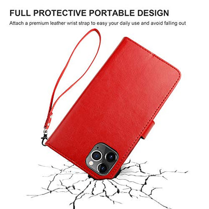 Bocasal Detachable Wallet Case Card Holder for iPhone 11 Pro Max Red - color: Red