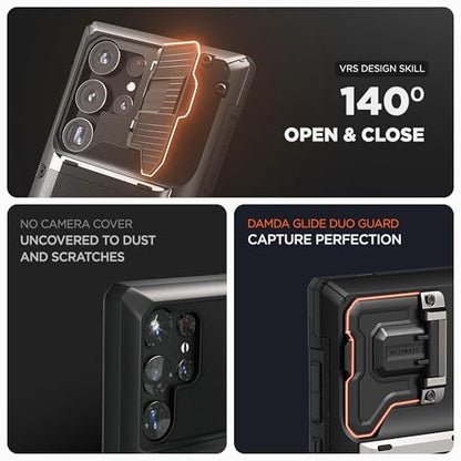 VRS DESIGN Damda Glide DuoGuard for Galaxy S25 Ultra Case (2025), Premium Sturdy Fully Covered Camera Lens Protection Cover Card Holder Wallet Case (Liberty Black) - color: Liberty Black, size: Galaxy S25 Ultra
