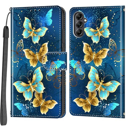 Case Wallet for Samsung Galaxy A14 5G, Green Butterfly | Kickstand, 3 Card Holder, Shockproof TPU Interior Shell, PU Leather, Magnetic Flip Cover, Lanyard Strap - color: Pic:02