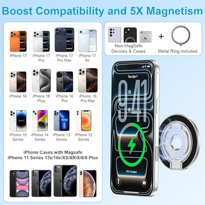 Magnetic Phone Grip MagSafe Phone Ring Holder Stand for Pixel 10a 10 Pro XL - color: silver