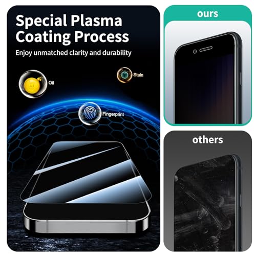 3-Pack Privacy Screen Protector for iPhone 6/6S/7/8/SE3/SE2022/SE2020, Anti-Spy Tempered Glass Film, Dark Private Black Protection, 9H Hardness, Anti-Scratch, Bubble Free - color: IP 6/6S/7/8/SE3/SE2022/SE2020 Black 3pcs