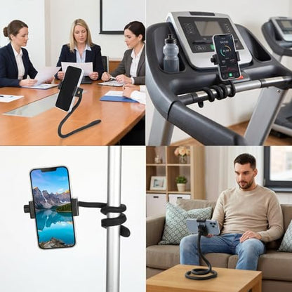 Sibba Stroller Phone Holder, Flexible Universal Cell Phone Mount with Adjustable Clamp for Treadmill Shopping Cart Bike Bedside, Hands-Free Stand 360 Rotation