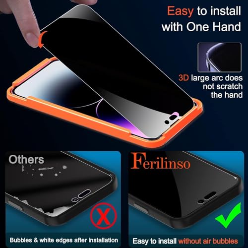 Ferilinso Privacy Screen Protector for iPhone 14 Pro Max, Tempered Glass - size: iPhone 14 Pro Max-6.7 IN