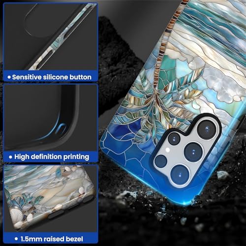 Case for Samsung Galaxy S25 Ultra,Anti-Scratch Full-Body Cover Shockproof Slim Design Case,PC Hard Shell & Silicone Inner Bumper -Beach Palm Tree - color: Beach Palm Tree, size: Galaxy S25 Ultra