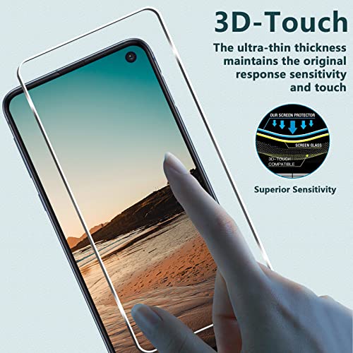 [3+3 Pack] Galaxy S10e Screen Protector + Camera Lens Protector, HD Tempered Glass Film, 9H Hardness, Scratch Resistant, Easy Installation, Bubble Free, Screen Protector for Samsung Galaxy S10e