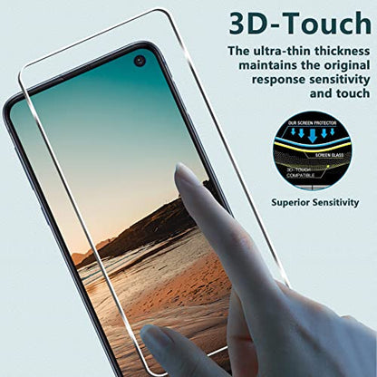 [3+3 Pack] Galaxy S10e Screen Protector + Camera Lens Protector, HD Tempered Glass Film, 9H Hardness, Scratch Resistant, Easy Installation, Bubble Free, Screen Protector for Samsung Galaxy S10e