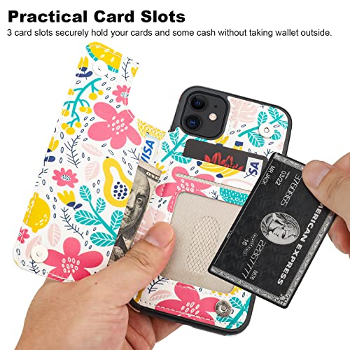 HAOPINSH for iPhone 11 Wallet Case with Card Holder, Summer Fruits Pattern Back Flip Folio PU Leather Kickstand Card Slots Case for Women Girls, Double Magnetic Clasp Shockproof Cover 6.1" - color: Summer Fruits