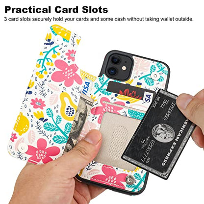 HAOPINSH for iPhone 11 Wallet Case with Card Holder, Summer Fruits Pattern Back Flip Folio PU Leather Kickstand Card Slots Case for Women Girls, Double Magnetic Clasp Shockproof Cover 6.1" - color: Summer Fruits