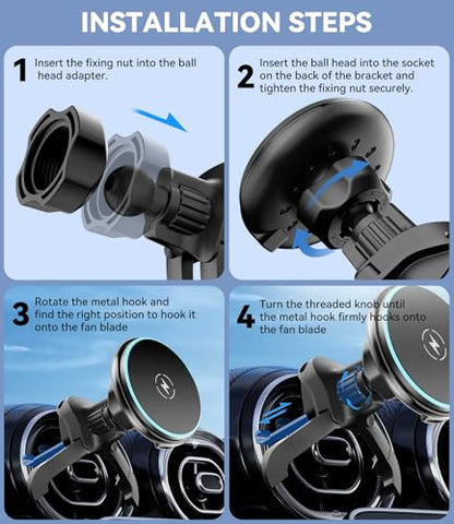 CloudValley 15W Charger Air Vent Car Mount for Mercedes Benz A/B/C/E/V/G/Class & Audi A1/A2/A3, Magnetic Wireless Charging Phone Holder for iPhone 18/17 Pro Max 16 15 14 13 12, Compatible with Magsafe