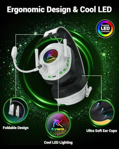 Krysenix Wireless Gaming Headset with Mic for PS5 & PC - White - color: White