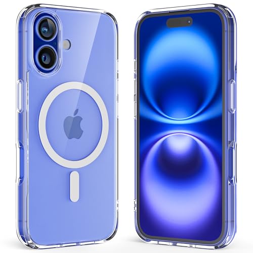 Crystal Fit Magnetic Clear Case for iPhone 16, Compatible with MagSafe, Anti Yellowing, Slim Protective Cover (for iPhone 16) - size: iPhone 16