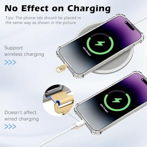 MoKo 2 Pack Metal Phone Tether Tabs, Rotatable 360° Phone Lanyard Patch - color: Gold