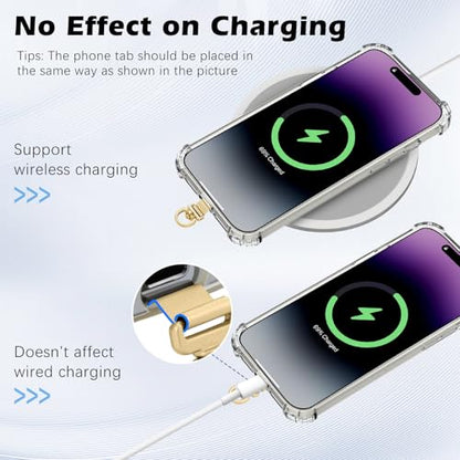 MoKo 2 Pack Metal Phone Tether Tabs, Rotatable 360° Phone Lanyard Patch - color: Gold