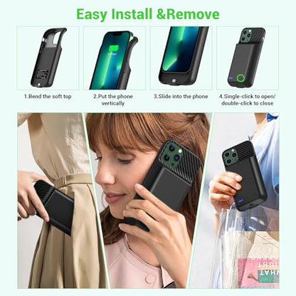 13800mAh High Capacity Battery Case for iPhone 14, for iPhone 13, 13 Pro (6.1 inch), 2026 Upgraded Battery Pack Rechargeable Charger External Charging Case w/Tempered Glass Screen Protector Black - size: iPhone 14，13,13 Pro