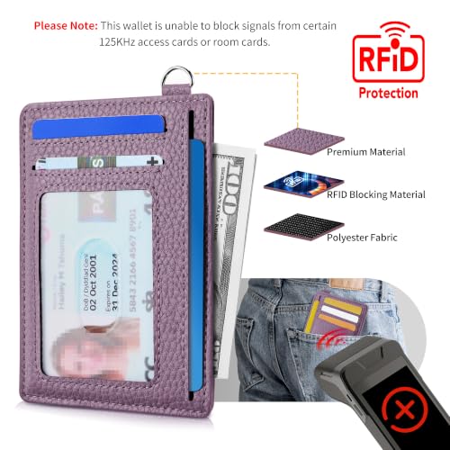 Mayski Slim Wallet, Credit Card Holder for Women, Minimalist Front Pocket RFID Blocking Card Cases, Small Wallet Women Men(Litchi Lavender) - color: Litchi Lavender