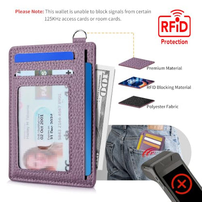 Mayski Slim Wallet, Credit Card Holder for Women, Minimalist Front Pocket RFID Blocking Card Cases, Small Wallet Women Men(Litchi Lavender) - color: Litchi Lavender