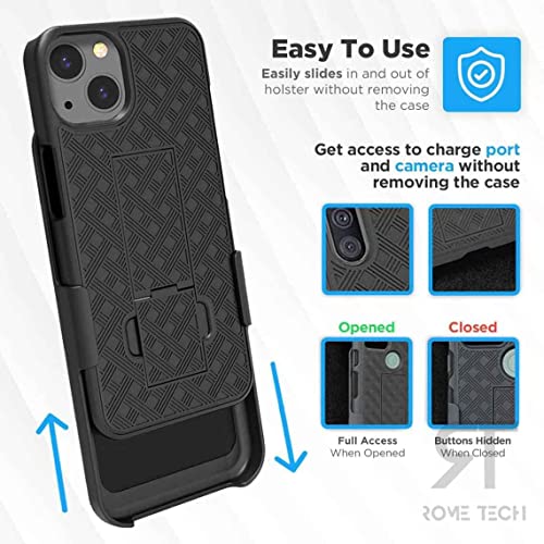 Designed for iPhone 14 Case with Belt Clip Holster - Kickstand Cover Phone Case - Dark Grey - color: Black Lines, style: iPhone 14