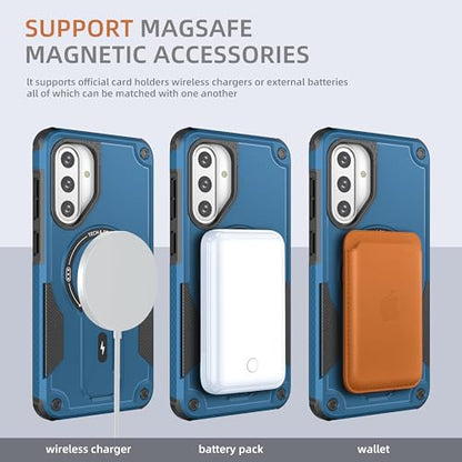 for Galaxy A37/A36-5G Case Military-Grade Dropproof Phone/Invisible Kickstand with MagSafe/HD Screen Protector, Protective Magnetic Phone Cover for Samsung Galaxy A37 4G/5G&A36 5G (Blue) - color: Blue