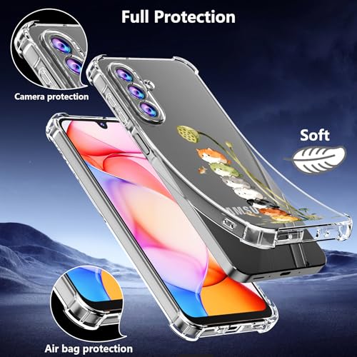 Phone Case for Samsung Galaxy A17 5G Case, Samsung A17 5G Case with Tempered Glass Screen Protector, Soft Flexible TPU Slim Fit Shockproof Phone Cover for Women Men Girl Boy (Clear-Cat) - color: Clear-Cat