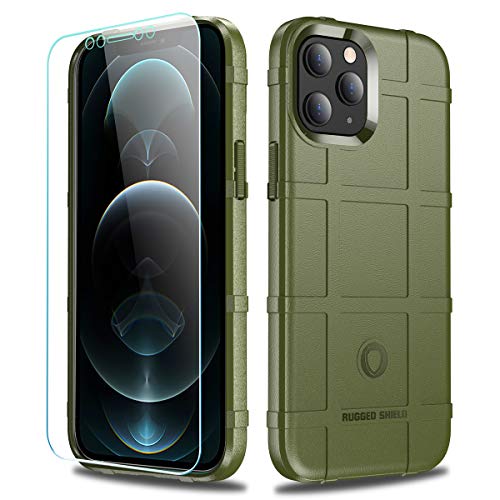 Rugged Shield TPU Thick Solid Armor Tactical Protective Case Compatible with iPhone 12 Pro Max (6.7 inches) - Army Green - color: Army Green, size: iPhone 12 Pro Max