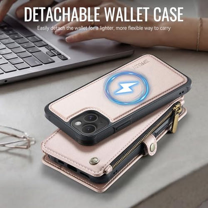 for iPhone 14 - Phone Case Wallet Magnetic Detach, Champagne Gold - color: Champagne Gold, size: iPhone 14