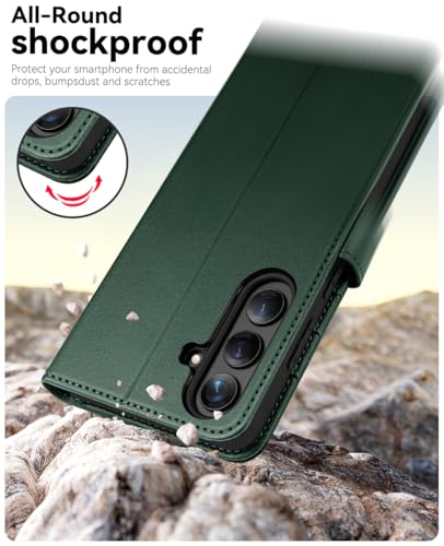 OCASE for Samsung Galaxy S26 Wallet Case, Card Holder, Blackish Blue | RFID Blocking, Kickstand, Magnetic Closure, PU Leather Flip Folio, Shockproof TPU Shell, Protective Phone Cover (6.3") 2026 - color: Blackish Green, size: Samsung Galaxy S26