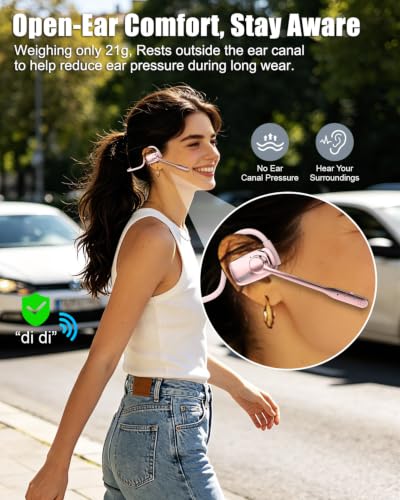 Wireless Headset with Noise Cancelling Mic, Bluetooth V5.4 Headphones-Pink - color: Pink