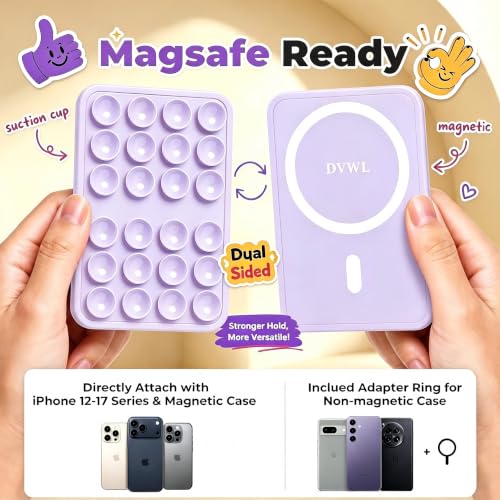 Magnetic Suction Sticky Phone Grip for iPhone 12-17 Series, Lavender - color: Lavender